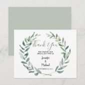 Botanische Aquarell Blätter Hochzeit danke Karte (Vorne/Hinten)