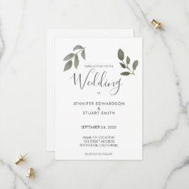 Botanische Aquarell-Blätter Hochzeitseinladung Save The Date