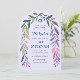 Botanische Aquarell CUSTOM Bar/Bat Mizwa-Bogen Einladung