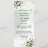 Botanische Aquarell Grün Gold Hochzeitsprogramm Programm (Vorderseite)