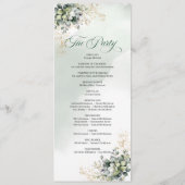 Botanische Aquarell Grün Gold Hochzeitsprogramm Programm (Rückseite)