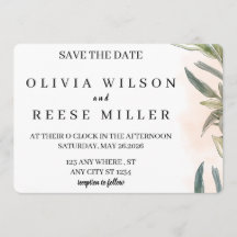 Botanische Aquarell-Hochzeit Save the Date