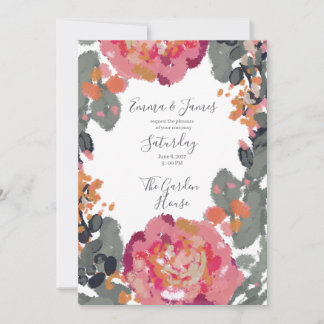 botanische Aquarell-Hochzeitseinladung,Wildblumen Einladung
