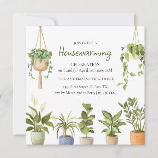 Botanische Aquarell-Housewarming-Party  Einladung