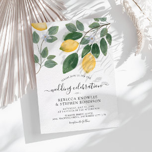 Botanische Aquarell-Limonie- und Grünzeug-Hochzeit Einladung