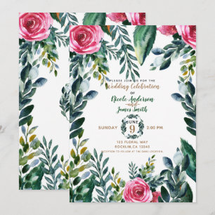 Botanische Aquarell-Malerei Vintage Florale Blätte Einladung