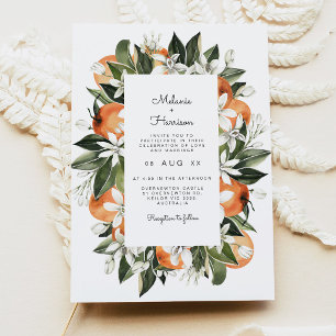 Botanische Aquarell-Tropische Orangenblüte Einladung