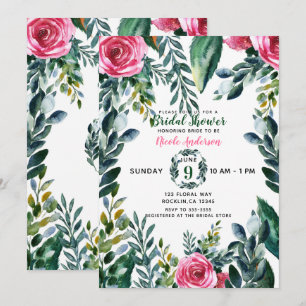 Botanische Aquarell-Vintage-Floralblätter Braut- Einladung