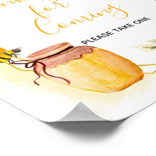 Botanische Aquarellbiene Vielen Dank für Ihr Komme Poster (Ecke)