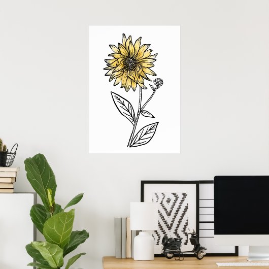 Botanische Aquarellblüte Poster (Heimbüro)