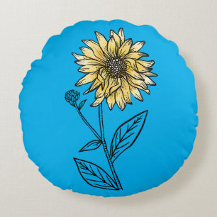 Botanische Aquarellblüte Rundes Kissen