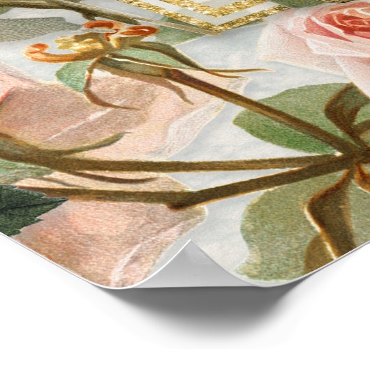 Botanische Aquarellblütendusche Begrüßungsjause Poster (Ecke)