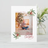 Botanische Aquarellen Weihnachten Foto Urlaub (Stehend Vorderseite)