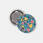 Botanische Aquarellfarbe: Blume, Blätter verzieren Magnet (Vorderseite/Rückseite)