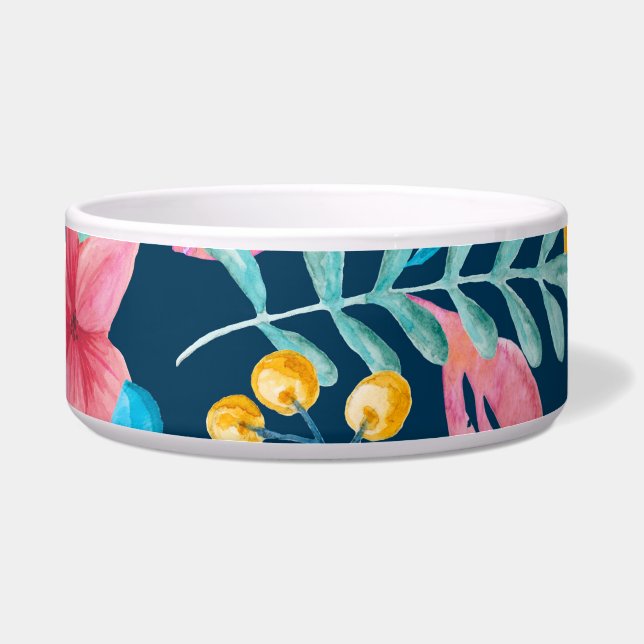 Botanische Aquarellfarbe: Blume, Blätter verzieren Napf (Vorderseite)