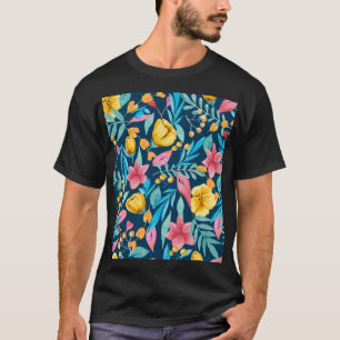 Botanische Aquarellfarbe: Blume, Blätter verzieren T-Shirt