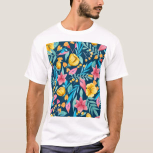 Botanische Aquarellfarbe: Blume, Blätter verzieren T-Shirt
