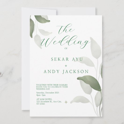 botanische Aquarellfarbe Einladung (Vorderseite)