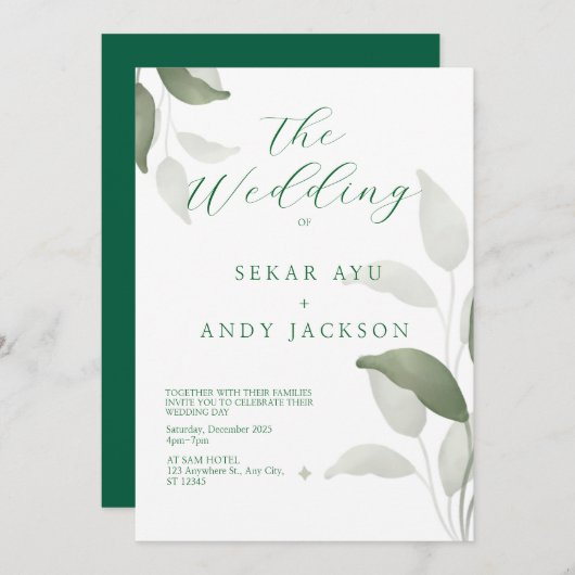 botanische Aquarellfarbe Einladung (Vorne/Hinten)