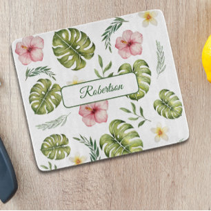 Botanische Aquarellfarbe mit Namenszuschnitt Schneidebrett