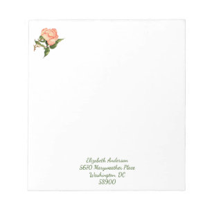 botanische Aquarellfarbe Rose Peach Notepad Notizblock