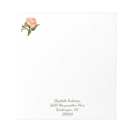 botanische Aquarellfarbe Rose Peach Notepad Notizblock (Vorderseite)