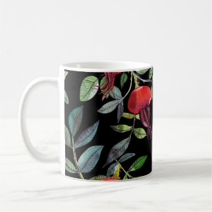 Botanische Aquarellfarbe zeichnend dogrose Muster. Kaffeetasse
