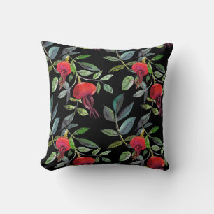 Botanische Aquarellfarbe zeichnend dogrose Muster. Kissen