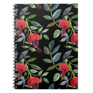 Botanische Aquarellfarbe zeichnend dogrose Muster. Notizblock