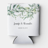 Botanische Aquarellfarben Blätter Brautgroom Hochz Dosenkühler (Vorderseite)