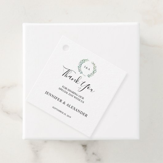 Botanische Aquarellfarben Blätter Danke für Ihre H Geschenkanhänger (Beispiel)