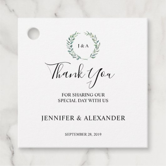 Botanische Aquarellfarben Blätter Danke für Ihre H Geschenkanhänger (Vorderseite)