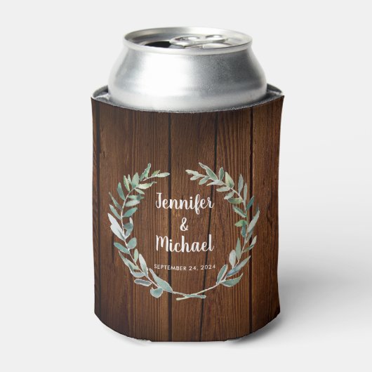 Botanische Aquarellfarben Blätter Hochzeit von Bra Dosenkühler (Kanne Vorderseite)