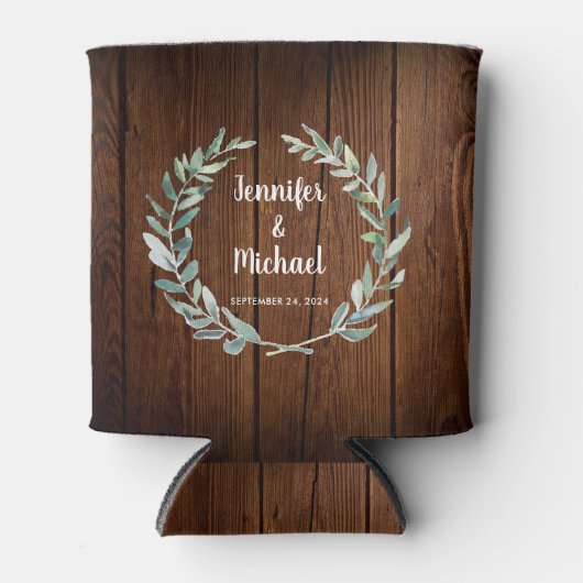 Botanische Aquarellfarben Blätter Hochzeit von Bra Dosenkühler (Vorderseite)