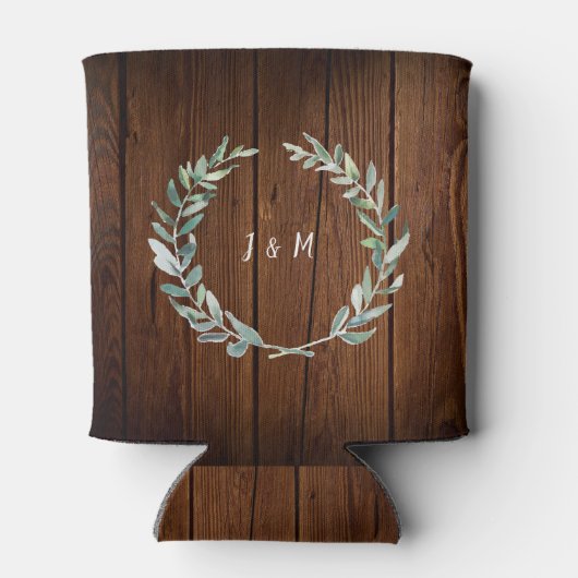 Botanische Aquarellfarben Blätter Hochzeit von Bra Dosenkühler (Rückseite)