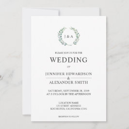 Botanische Aquarellfarben Blätter Monogramm Foto H Einladung