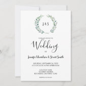 Botanische Aquarellfarben Blätter Monogramm Foto H Einladung (Vorderseite)