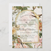 Botanische Aquarellfarben-Blume bei einer Goldhoch Einladung (Vorderseite)