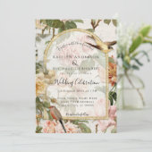 Botanische Aquarellfarben-Blume bei einer Goldhoch Einladung (Stehend Vorderseite)