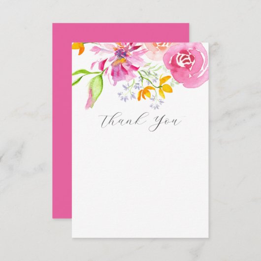 Botanische Aquarellfarben mit mehrfarbigen Blüten Dankeskarte (Vorne/Hinten)