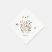 Botanische Aquarellfarben-Monogramm-Hochzeit Serviette (Ecke)