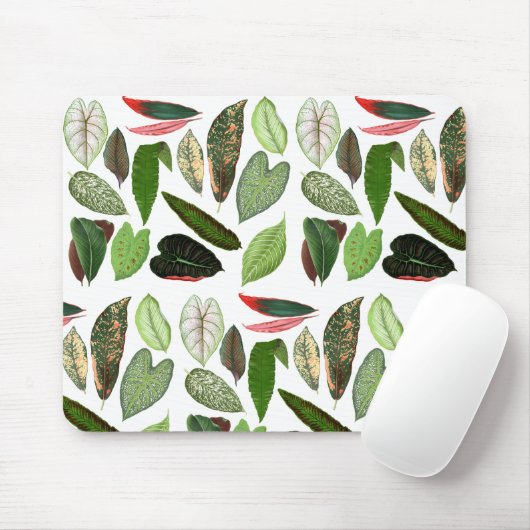 Botanische Aquarellfarben Vintage Grünflächen Blät Mousepad (Mit Mouse)