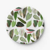 Botanische Aquarellfarben Vintage Grünflächen Blät Pappteller (Vorderseite)