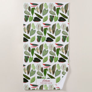 Botanische Aquarellfarben Vintage Grünflächen Blät Strandtuch