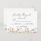 Botanische Aquarellfische Wildblume & Schmetterlin RSVP Karte (Vorne/Hinten)