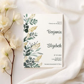 Botanische Aquarellgoldgrün Hochzeit Einladung