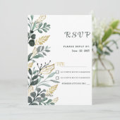 Botanische Aquarellgoldgrün UAWG Einladung (Stehend Vorderseite)