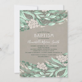 Botanische Aquarellgrüne Taufe Einladung