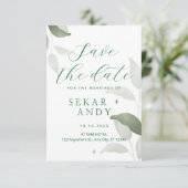 Botanische Aquarellhochzeit Save The Date (Stehend Vorderseite)