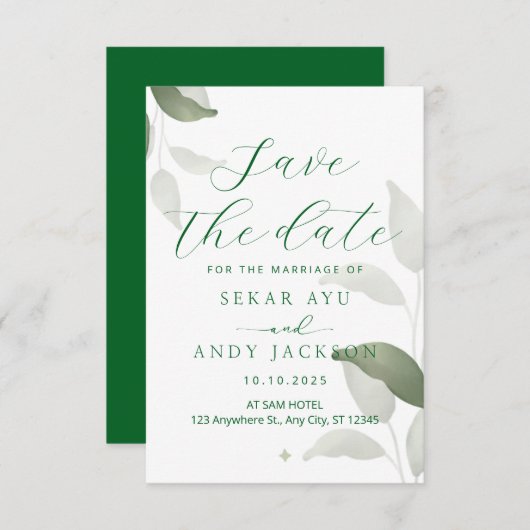 Botanische Aquarellhochzeit Save The Date (Vorne/Hinten)